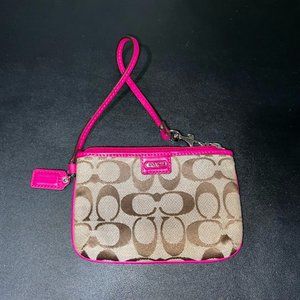 Coach Canvas with Hot Pink Trim Wristlet